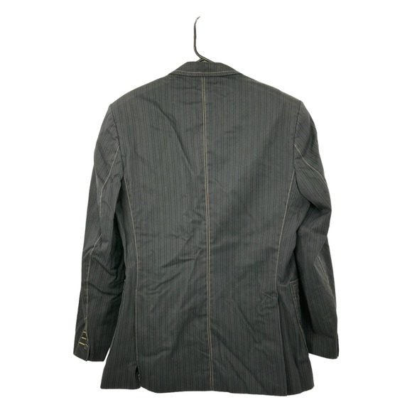 Perry Ellis Jacket Mens 40R Blazer Sport Coat Navy Gray Pinstripe Denim Cotton - Picture 3 of 6